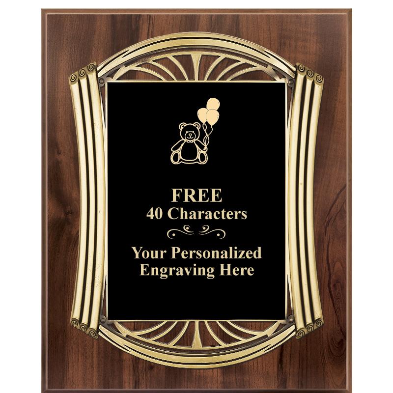 10.5X13 ROMAN WOOD W GLD PLQ