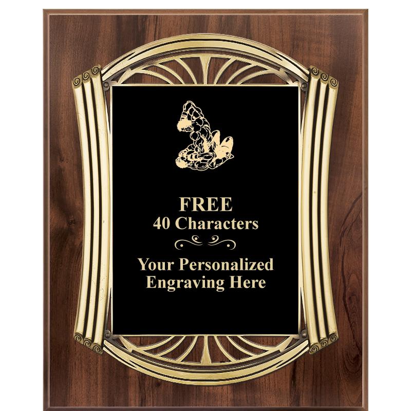 10.5X13 ROMAN WOOD W GLD PLQ