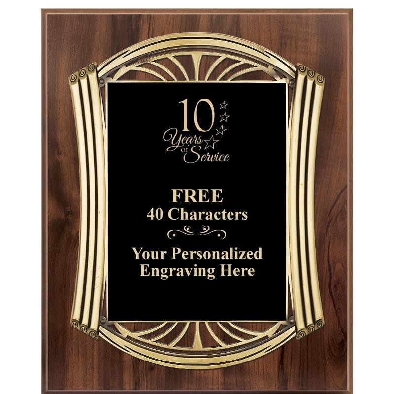 10.5X13 ROMAN WOOD W GLD PLQ