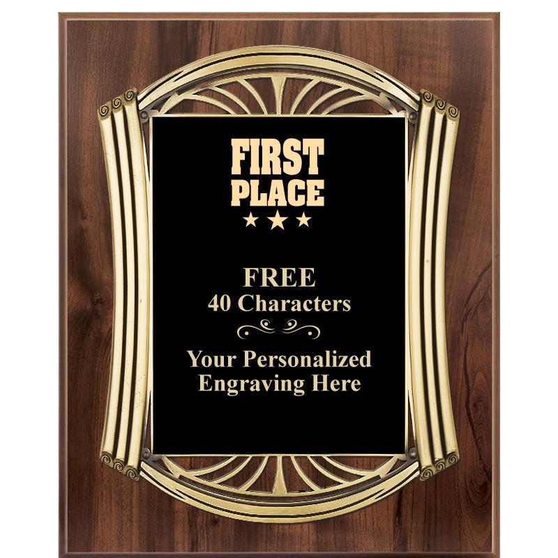 10.5X13 ROMAN WOOD W GLD PLQ