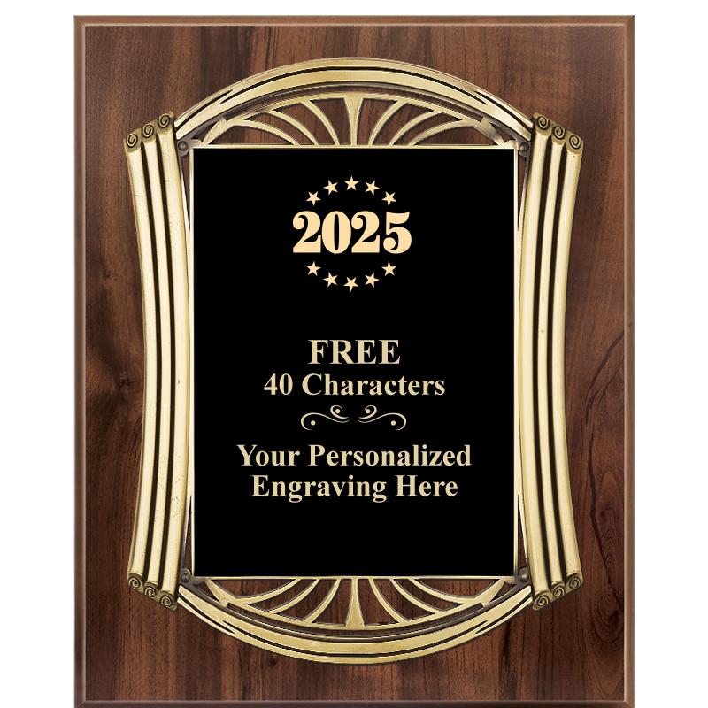 10.5X13 ROMAN WOOD W GLD PLQ