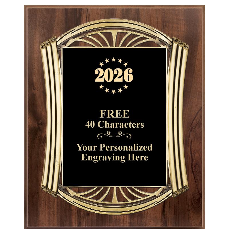 10.5X13 ROMAN WOOD W GLD PLQ