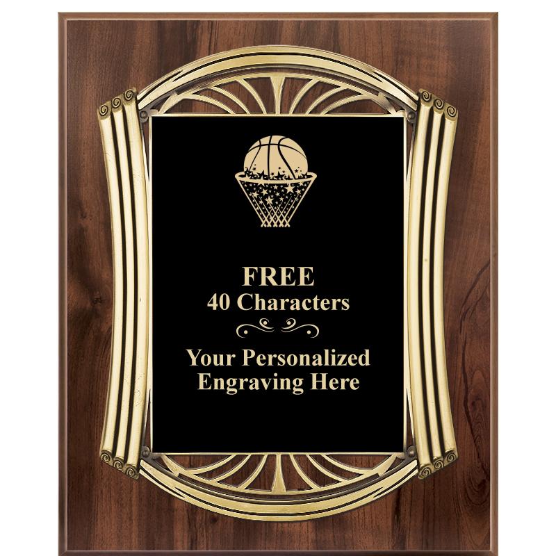 10.5X13 ROMAN WOOD W GLD PLQ