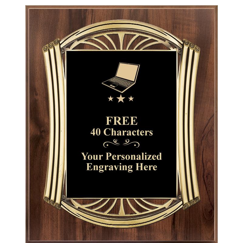 10.5X13 ROMAN WOOD W GLD PLQ