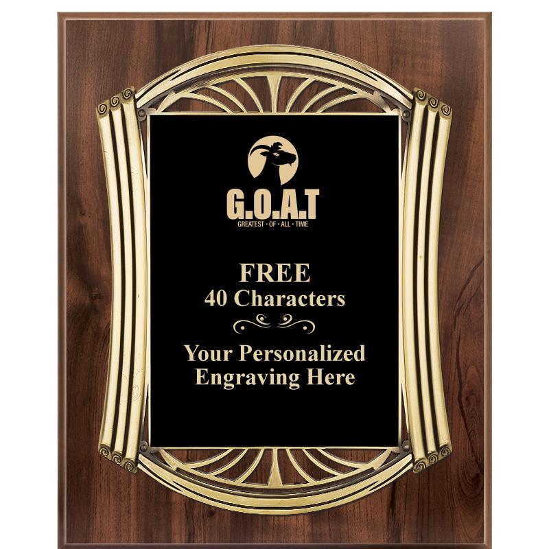 10.5X13 ROMAN WOOD W GLD PLQ