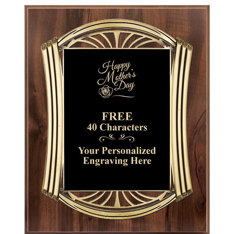 10.5X13 ROMAN WOOD W GLD PLQ