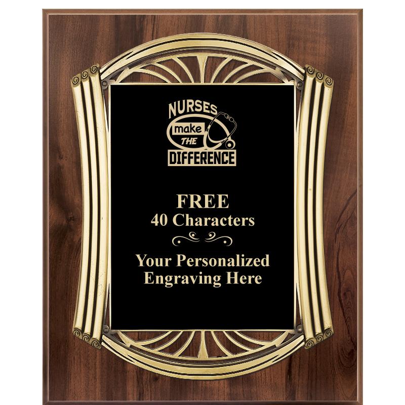 10.5X13 ROMAN WOOD W GLD PLQ