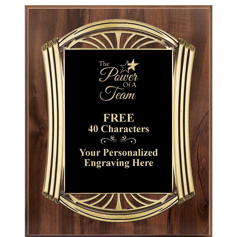 10.5X13 ROMAN WOOD W GLD PLQ