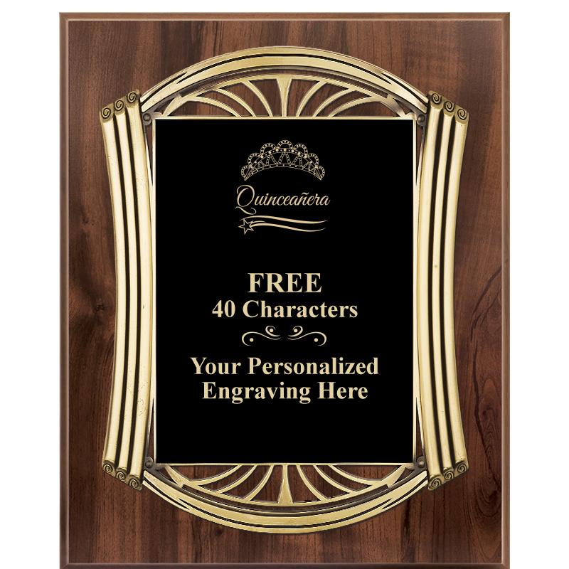 10.5X13 ROMAN WOOD W GLD PLQ