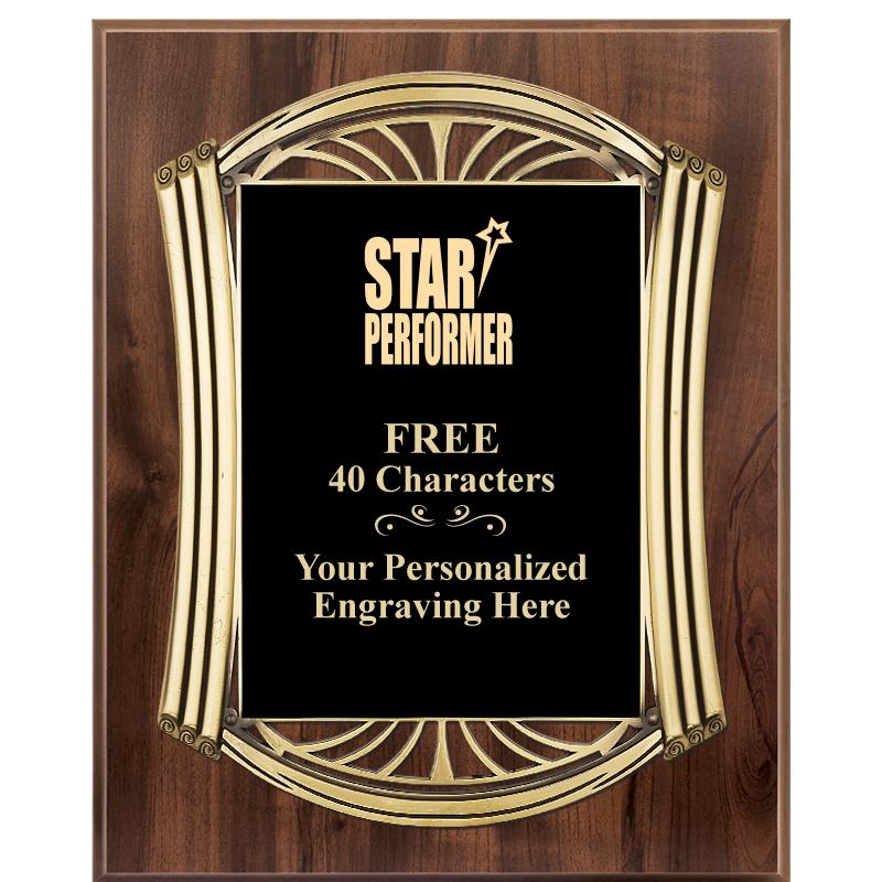 10.5X13 ROMAN WOOD W GLD PLQ