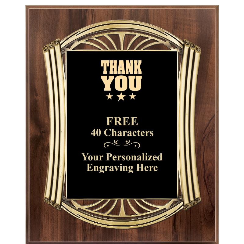 10.5X13 ROMAN WOOD W GLD PLQ