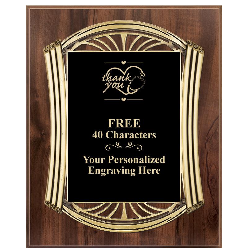 10.5X13 ROMAN WOOD W GLD PLQ