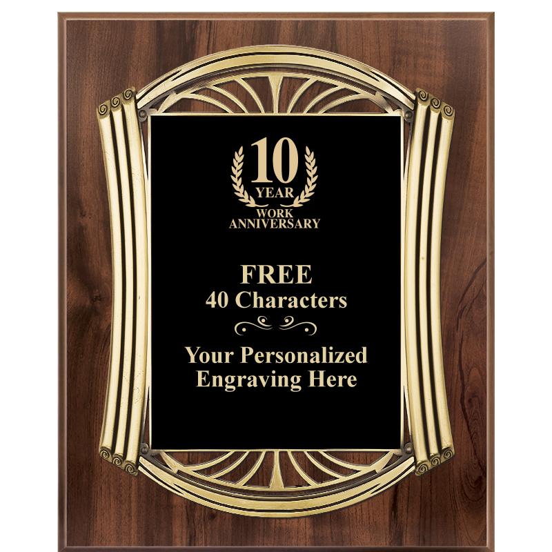 10.5X13 ROMAN WOOD W GLD PLQ