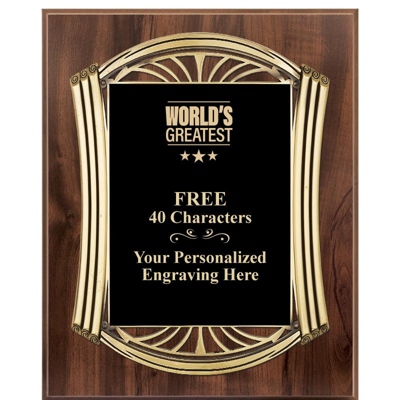 10.5X13 ROMAN WOOD W GLD PLQ