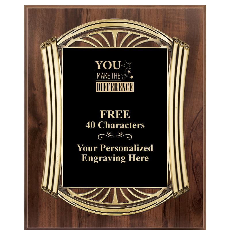 10.5X13 ROMAN WOOD W GLD PLQ