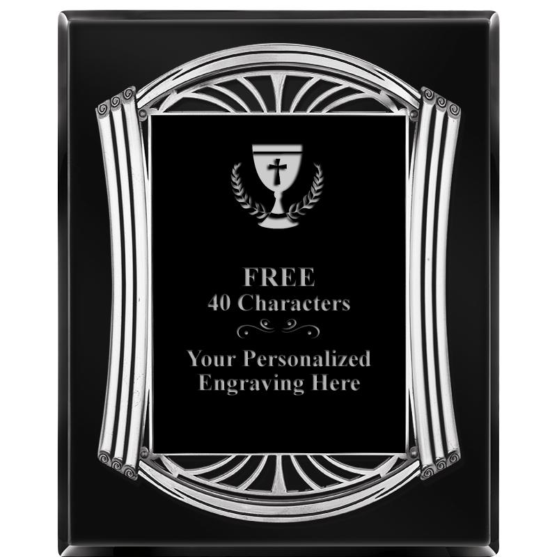 10.5X13 ROMAN BLACK W SLV PLQ