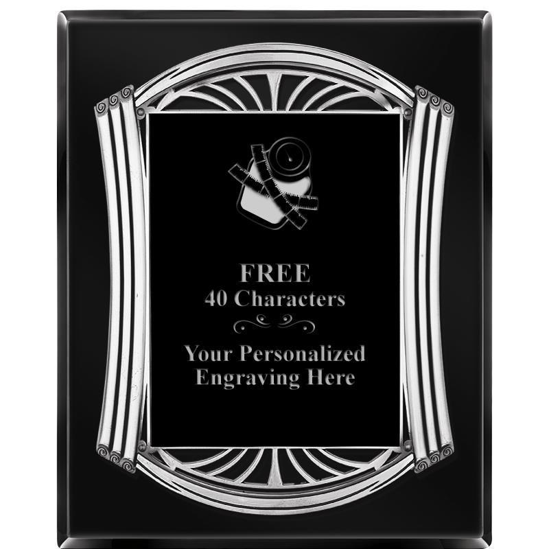 10.5X13 ROMAN BLACK W SLV PLQ