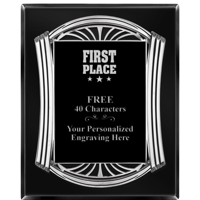 10.5X13 ROMAN BLACK W SLV PLQ