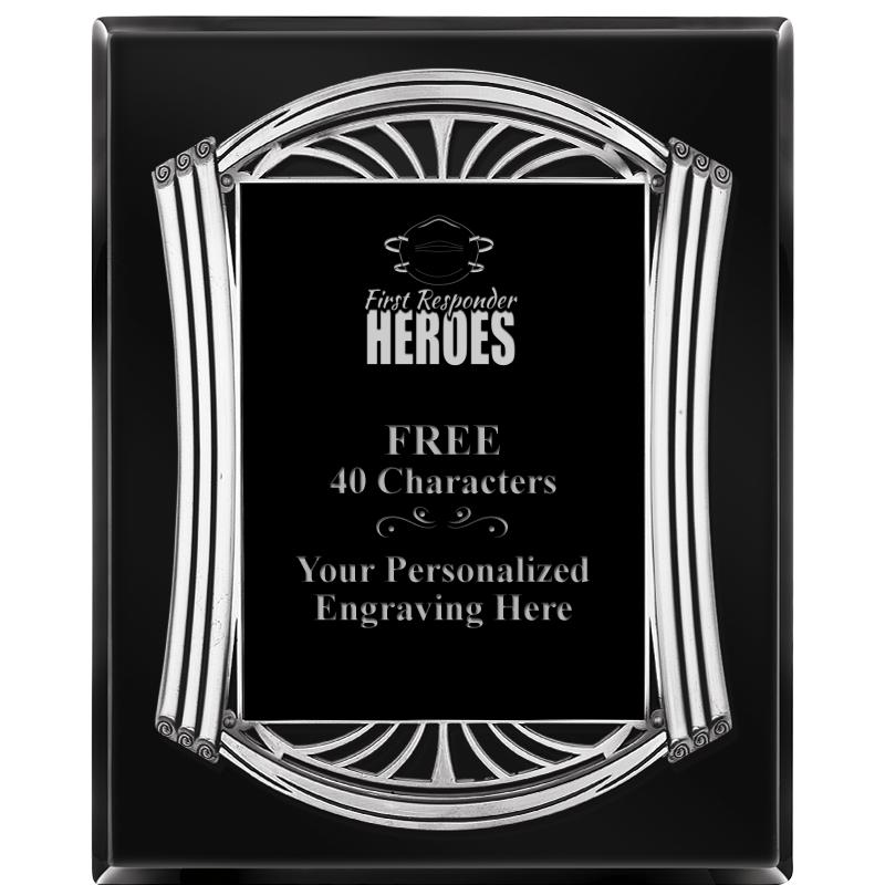 10.5X13 ROMAN BLACK W SLV PLQ