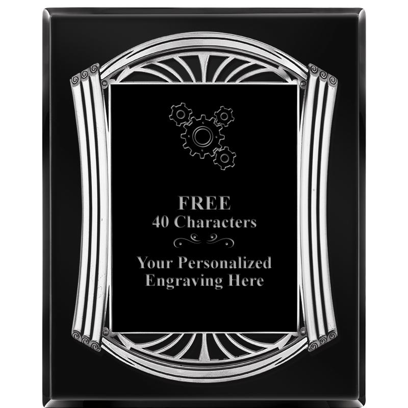 10.5X13 ROMAN BLACK W SLV PLQ