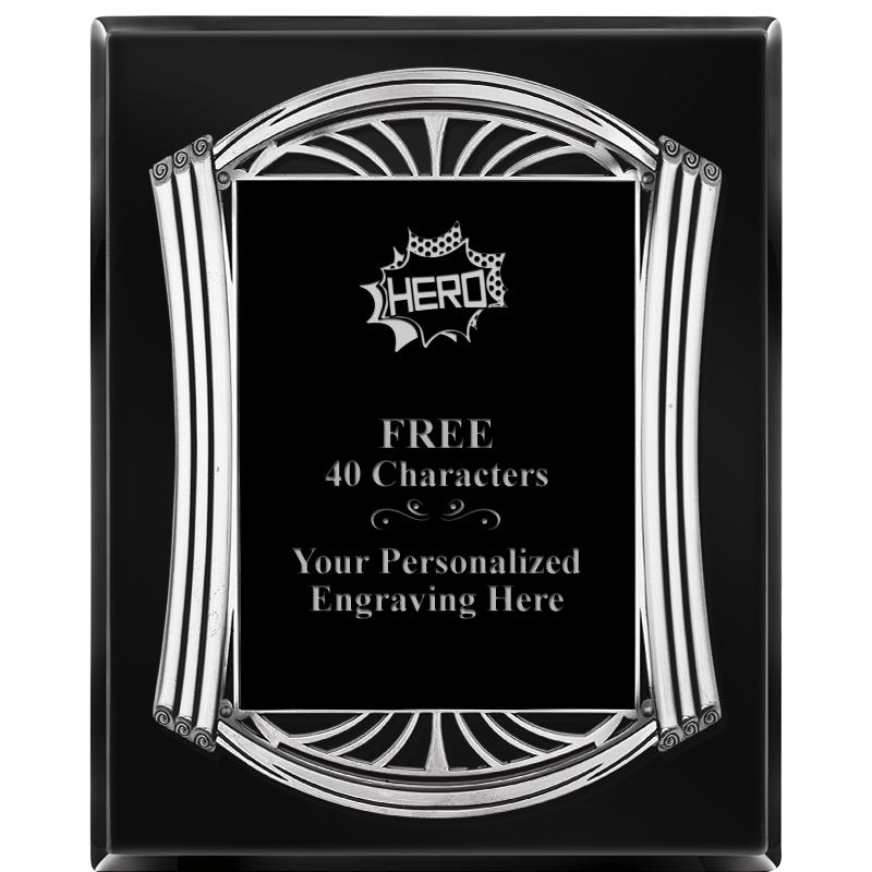 10.5X13 ROMAN BLACK W SLV PLQ