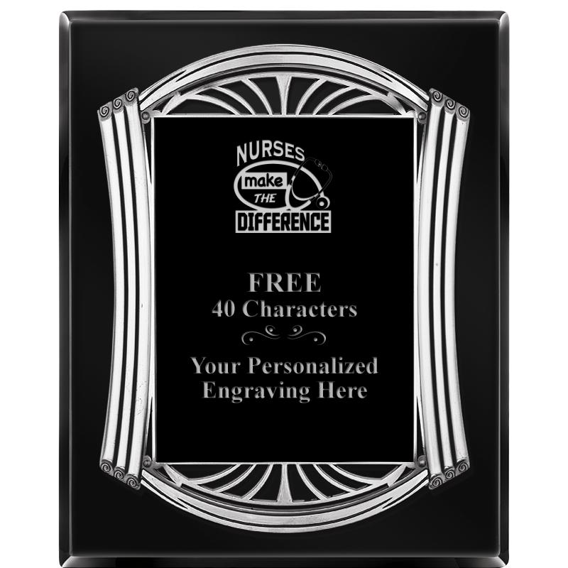 10.5X13 ROMAN BLACK W SLV PLQ