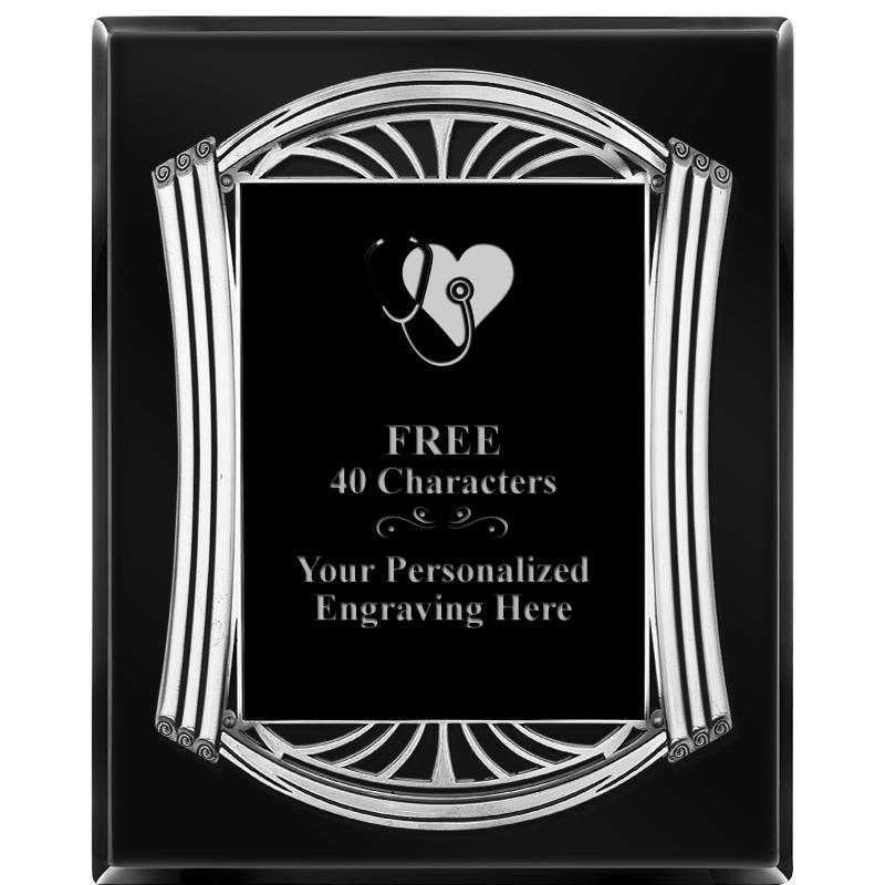 10.5X13 ROMAN BLACK W SLV PLQ