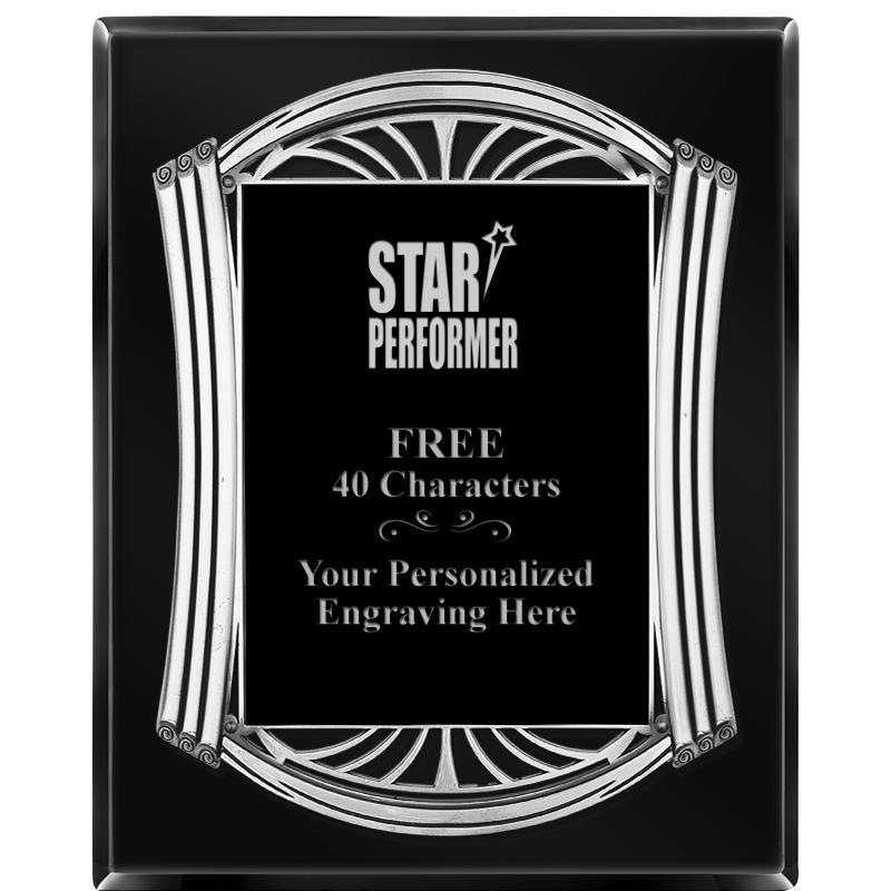 10.5X13 ROMAN BLACK W SLV PLQ