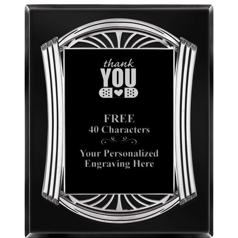 10.5X13 ROMAN BLACK W SLV PLQ