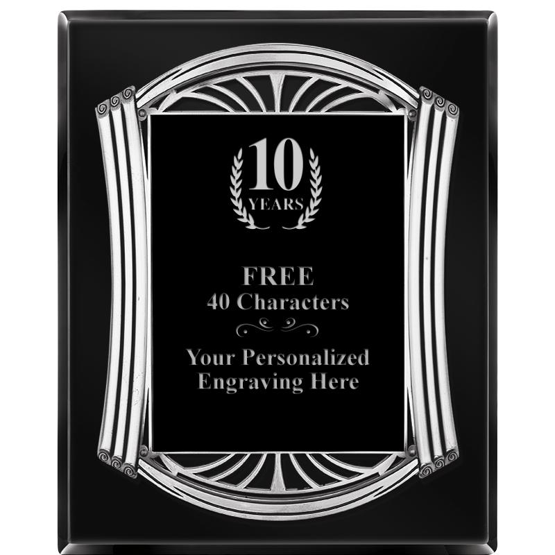 10.5X13 ROMAN BLACK W SLV PLQ