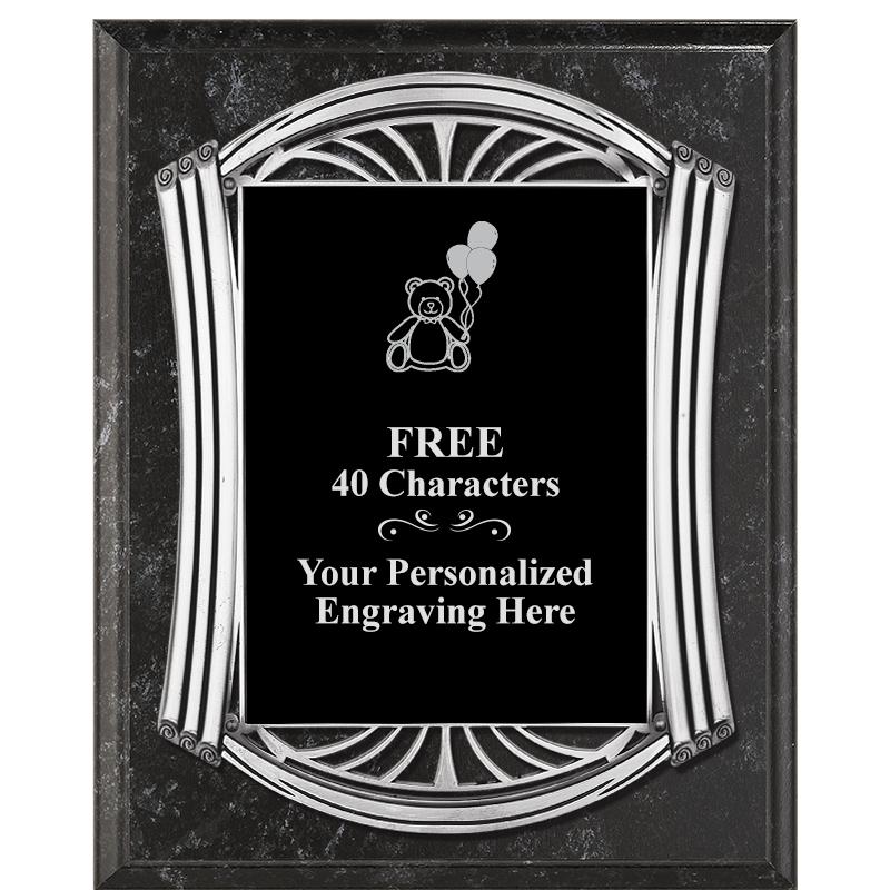 10.5X13 ROMAN BK MRBL W SLV PQ