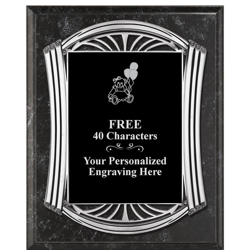 10.5X13 ROMAN BK MRBL W SLV PQ