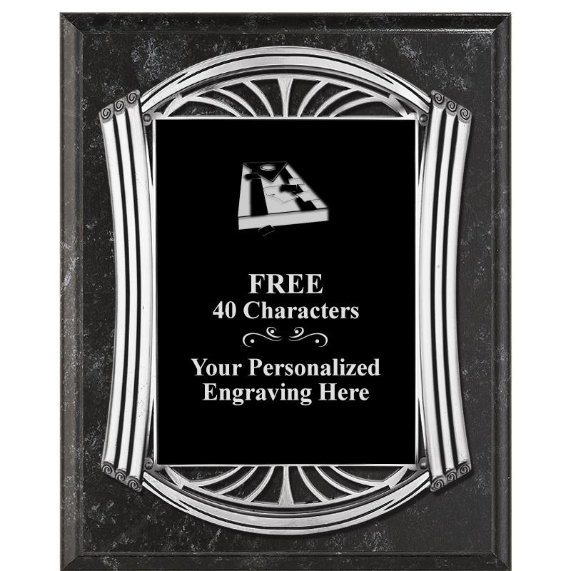 10.5X13 ROMAN BK MRBL W SLV PQ