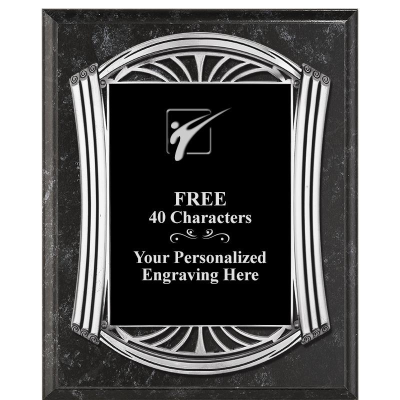 10.5X13 ROMAN BK MRBL W SLV PQ