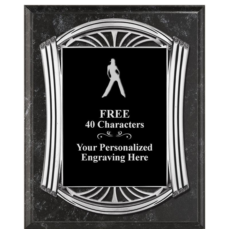 10.5X13 ROMAN BK MRBL W SLV PQ