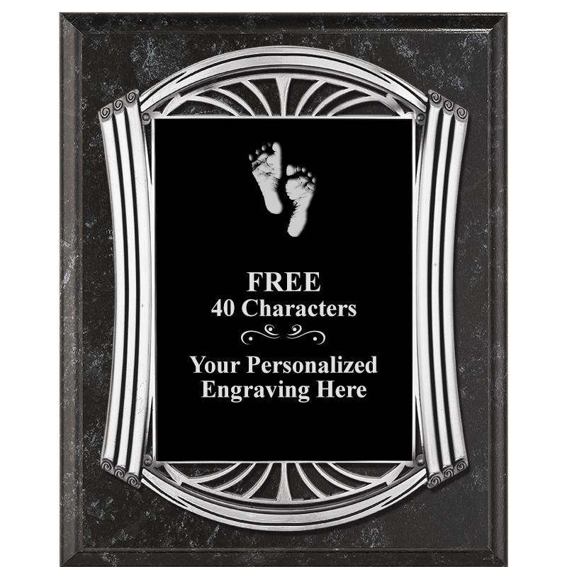 10.5X13 ROMAN BK MRBL W SLV PQ