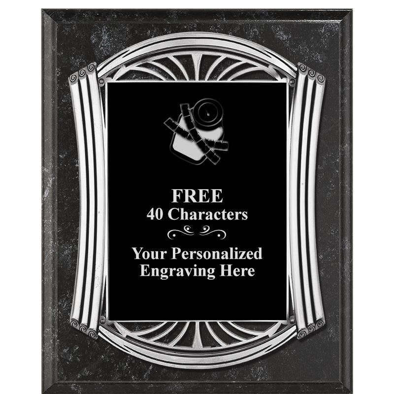 10.5X13 ROMAN BK MRBL W SLV PQ