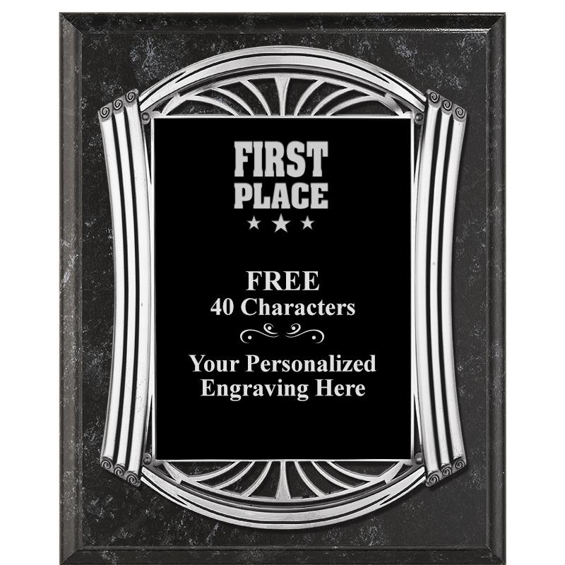 10.5X13 ROMAN BK MRBL W SLV PQ