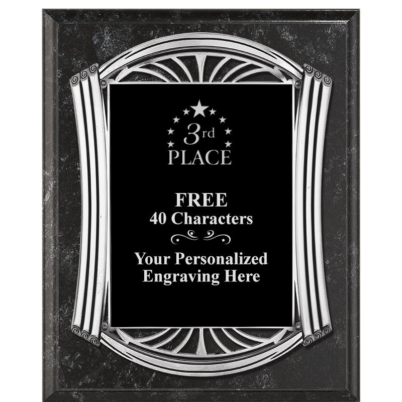 10.5X13 ROMAN BK MRBL W SLV PQ