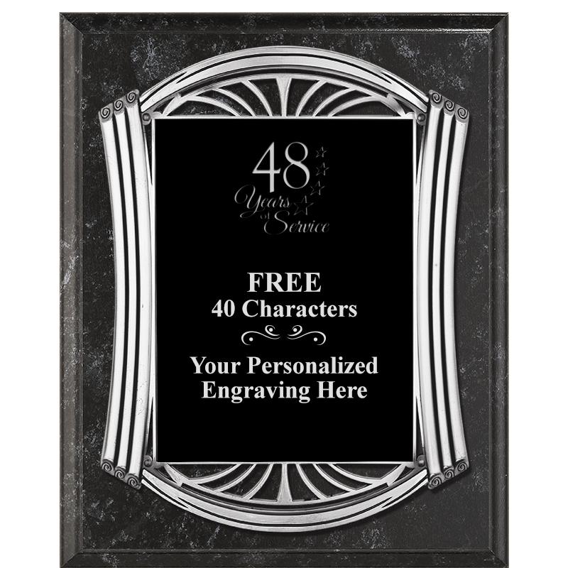 10.5X13 ROMAN BK MRBL W SLV PQ