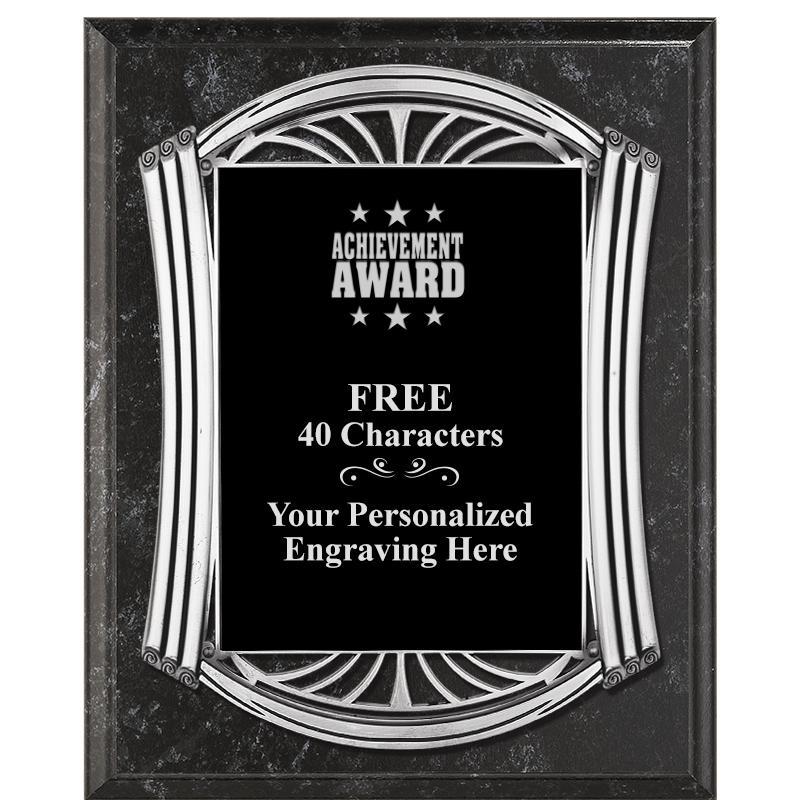 10.5X13 ROMAN BK MRBL W SLV PQ