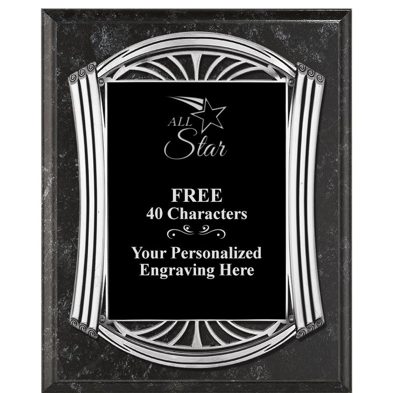 10.5X13 ROMAN BK MRBL W SLV PQ