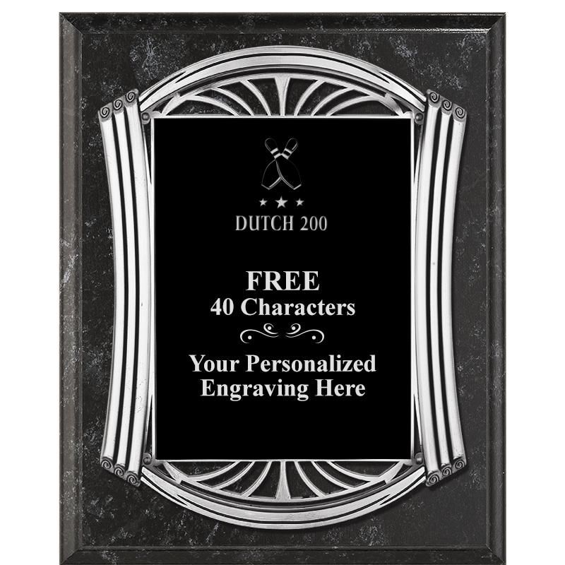 10.5X13 ROMAN BK MRBL W SLV PQ