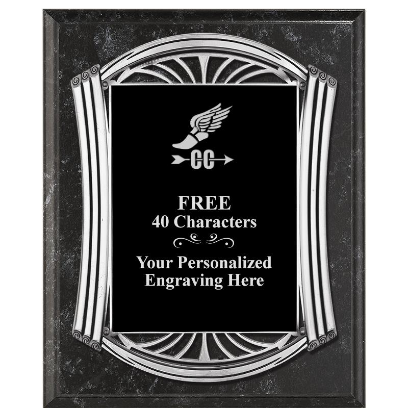 10.5X13 ROMAN BK MRBL W SLV PQ