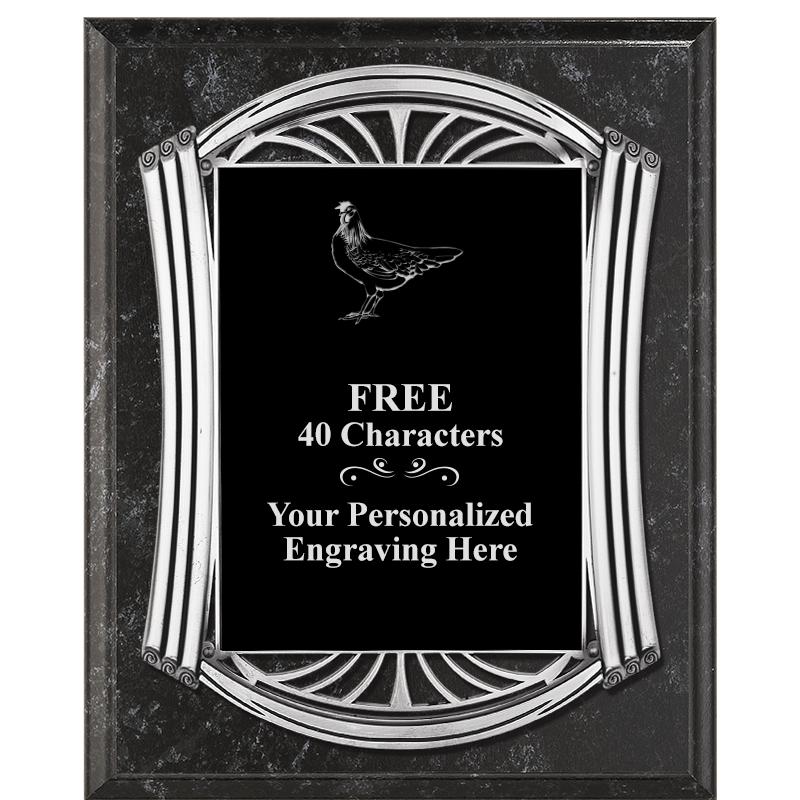 10.5X13 ROMAN BK MRBL W SLV PQ