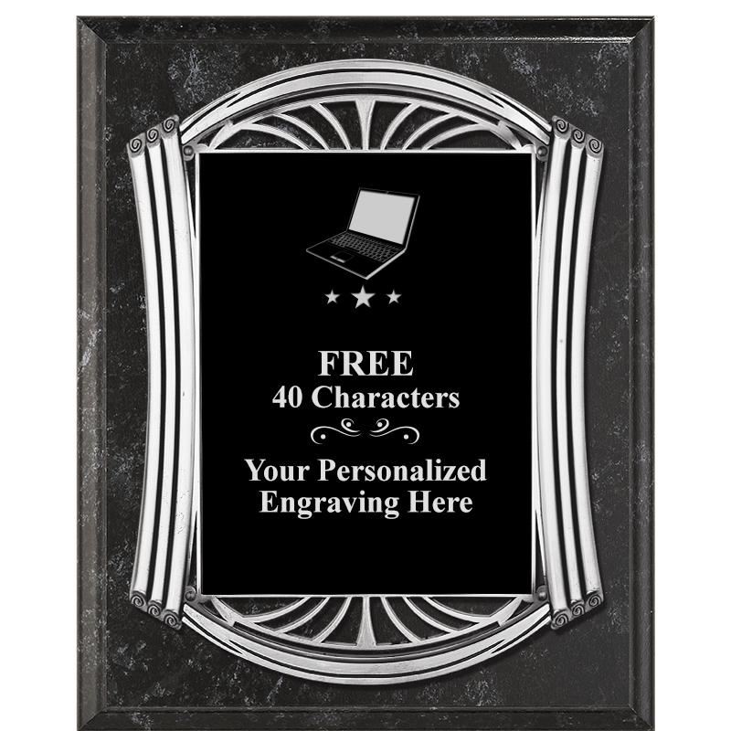 10.5X13 ROMAN BK MRBL W SLV PQ