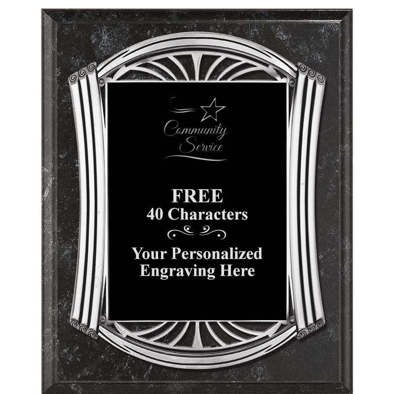 10.5X13 ROMAN BK MRBL W SLV PQ