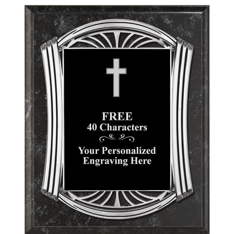 10.5X13 ROMAN BK MRBL W SLV PQ