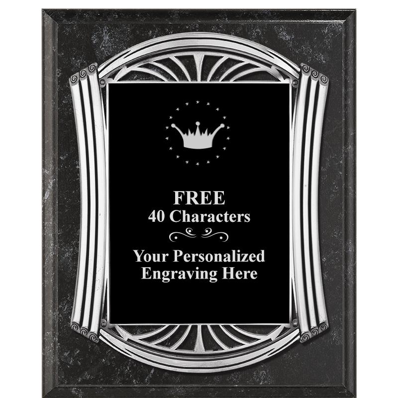 10.5X13 ROMAN BK MRBL W SLV PQ