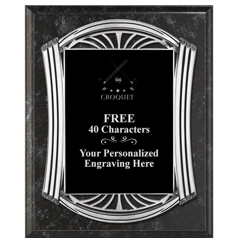 10.5X13 ROMAN BK MRBL W SLV PQ